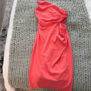 Guess One Shoulder Coral Dress